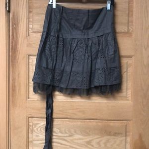 Bill Tornade Gray Cotton Wrap Skirt with Lace